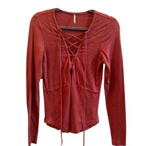 FREE PEOPLE criss cross red long sleeve